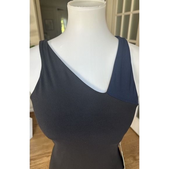 Lululemon Nulu Asymmetrical Bodysuit Black True Navy Size 8 Buttery Soft Yoga - Picture 6 of 12